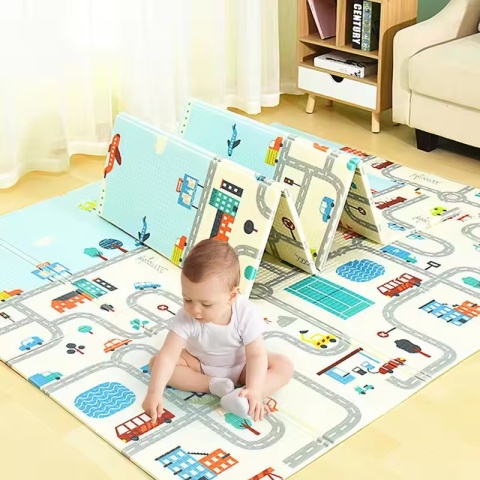Dwustronna mata piankowa od urodzenia edukacyjna 150x200x0.8cm DROGA LAS