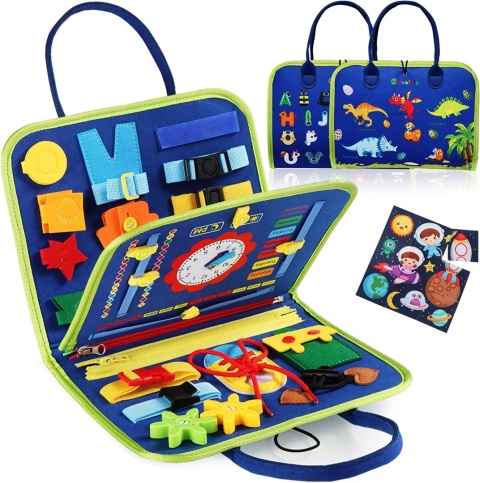 Filcowa tablica manipulacyjna sensoryczna w walizce Montessori edukacyjna