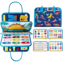 Filcowa tablica manipulacyjna sensoryczna walizka Montessori Dino edukacyjna