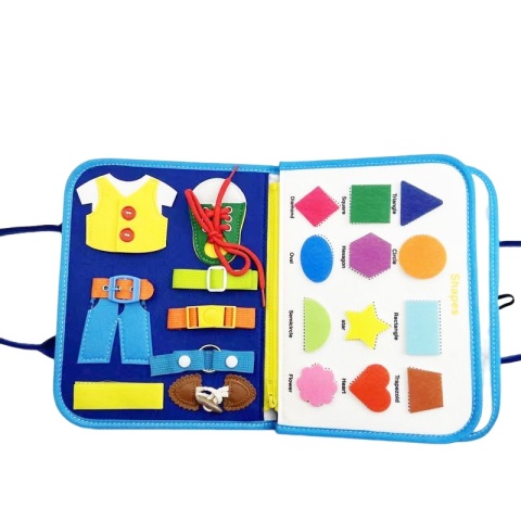 Filcowa tablica manipulacyjna sensoryczna walizka Montessori Dino edukacyjna