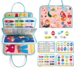 Filcowa tablica manipulacyjna sensoryczna walizka Montessori Syreny edukacyjna