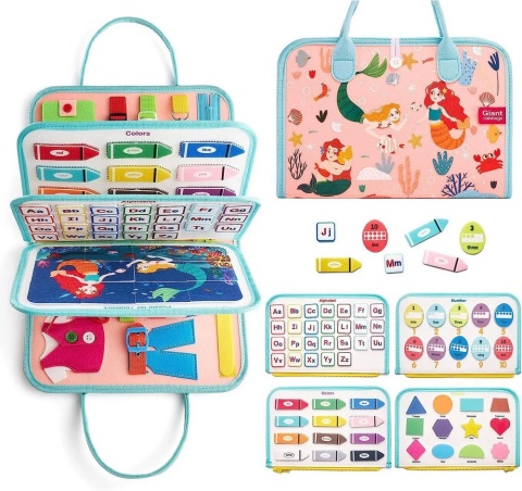 Filcowa tablica manipulacyjna sensoryczna walizka Montessori Syreny edukacyjna