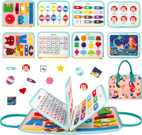 Filcowa tablica manipulacyjna sensoryczna walizka Montessori Syreny edukacyjna