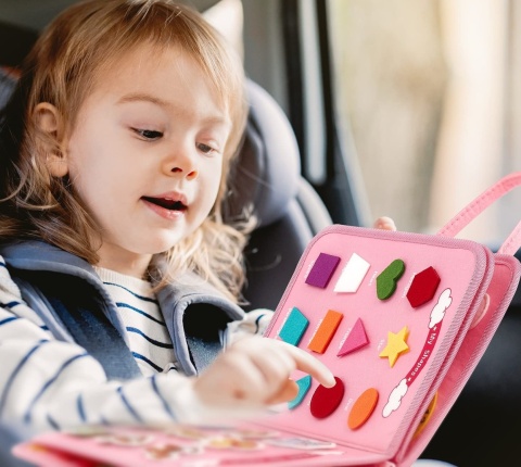 Filcowa tablica manipulacyjna sensoryczna walizka Montessori Jednorożce edukacyjna