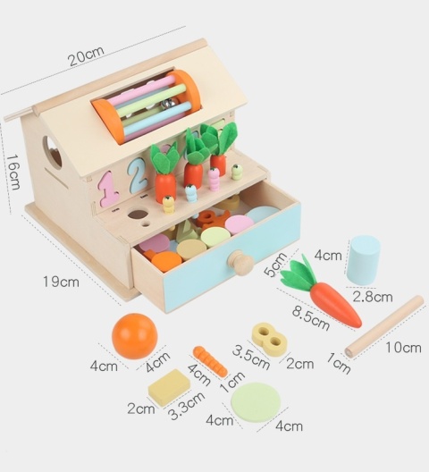 Drewniany Sorter Kształtów Z Szufladą Montessori Gra Pudełko Trwałości