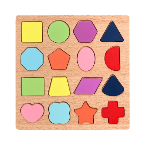 Układanka Drewniana Puzzle Montessori Kształty Kolory Dopasowywanie