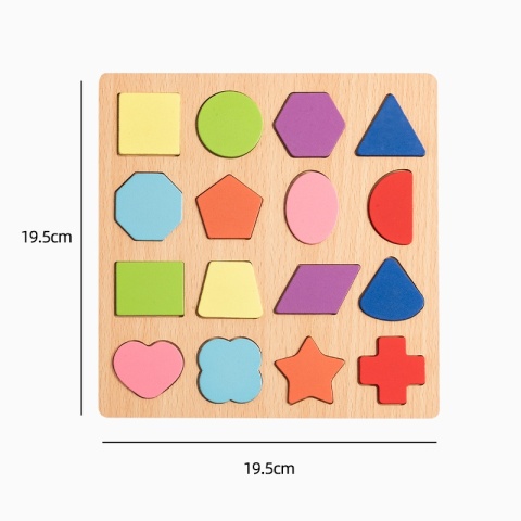 Układanka Drewniana Puzzle Montessori Kształty Kolory Dopasowywanie