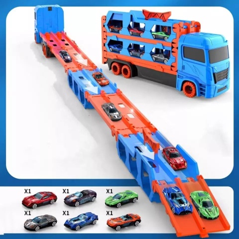 Ciężarówka Laweta Wyrzutnia + 6 Autek – Garaż Transporter TIR dla Dzieci