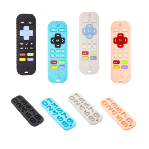 Czarny gryzak Silikonowy Pilot TV Sensoryczny Montessori – Miękki Bez BPA