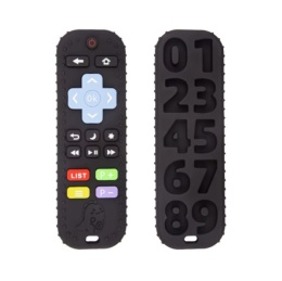 Czarny gryzak Silikonowy Pilot TV Sensoryczny Montessori – Miękki Bez BPA