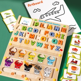 Nauka Angielskiego Dla Dzieci Drewniana Gra Litery Cyfry Montessori 2w1