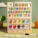 Nauka Angielskiego Dla Dzieci Drewniana Gra Litery Cyfry Montessori 2w1