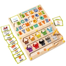 Nauka Angielskiego Dla Dzieci Drewniana Gra Litery Cyfry Montessori 2w1