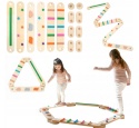 Drewniana Ścieżka Sensoryczna Montessori Tor Balansowy Przeszkód XXL 14el