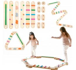 Drewniana Ścieżka Sensoryczna Montessori Tor Balansowy Przeszkód XXL 14el