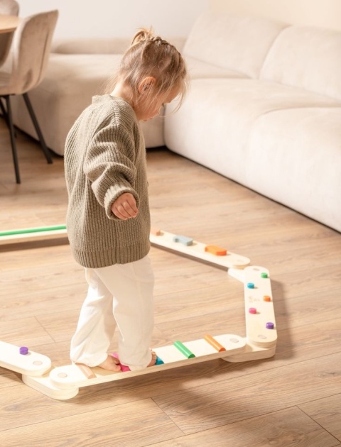 Drewniana Ścieżka Sensoryczna Montessori Tor Balansowy Przeszkód XXL 14el