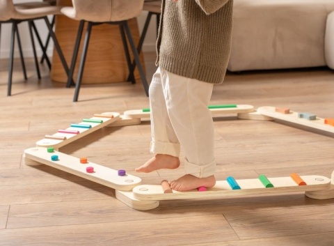 Drewniana Ścieżka Sensoryczna Montessori Tor Balansowy Przeszkód XXL 14el