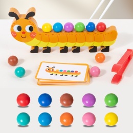 Drewniana Układanka Kuleczki Montessori Sorter Zwierzątko GĄSIENICA