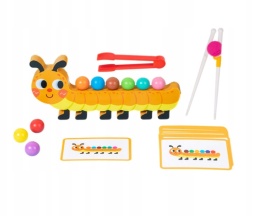 Drewniana Układanka Kuleczki Montessori Sorter Zwierzątko GĄSIENICA