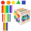Drewniany Sorter Montessori Układanka Kształty i Kolory Nauka Liczenia