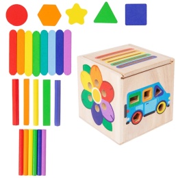 Drewniany Sorter Montessori Układanka Kształty i Kolory Nauka Liczenia