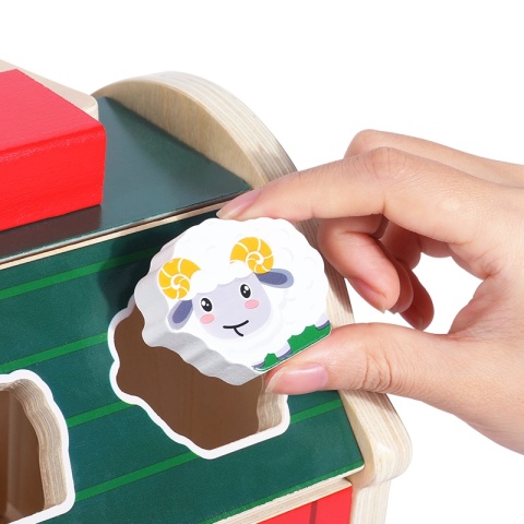 Drewniany Sorter Montessori Domek Farma Zwierzątka Figurki Drewniane