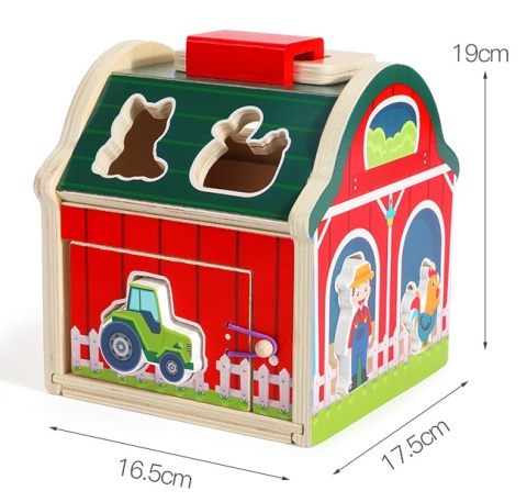 Drewniany Sorter Montessori Domek Farma Zwierzątka Figurki Drewniane