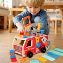 Drewniany Warsztat Straż Pożarna Narzędzia Auto do Skręcania Montessori 2w1