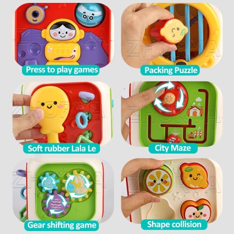 Kostka Sensoryczna Montessori Sorter Elastyczne Sznurki Binabo 6w1 Prezent