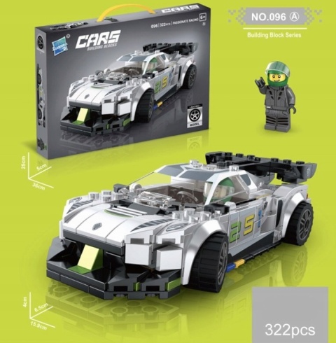 KLOCKI KONSTRUKCYJNE AUTO SPORTOWE BIAŁY SAMOCHÓD DIY MINI BLOCKS