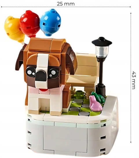 KLOCKI KONSTRUKCYJNE PIESEK BERNARDYN BRĄZOWY 199 EL. DIY MINI BLOCKS