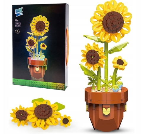 KLOCKI KONSTRUKCYJNE SŁONECZNIK KWIATY DIY MINI BLOCKS DEKORACJA