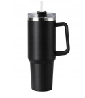 KUBEK TERMICZNY 1200ML CZARNY ZE SŁOMKĄ I UCHWYTEM TERMOS XXL