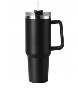 KUBEK TERMICZNY 1200ML CZARNY ZE SŁOMKĄ I UCHWYTEM TERMOS XXL
