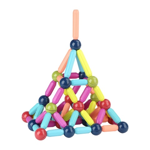 Klocki Magnetyczne Duże Magnetic Sticks Edukacyjne Pałeczki Kulki 64 el