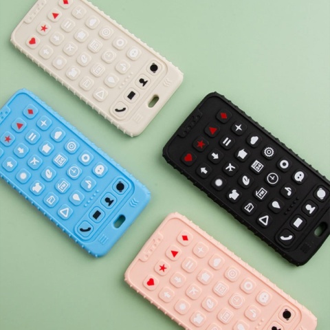 Gryzak Silikonowy Telefon Komórka Smartfon Dla Niemowląt Pilot BPA Free Róż