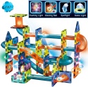 Klocki Magnetyczne Tor Kulkowy 110 el ŚWIECĄCY LED Marble Run Kulodrom