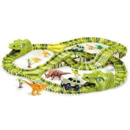 Tor Wyścigowy Dinozaury Park Jurajski 240 el Elastyczny Track Auto Dino 3+