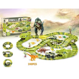 Tor Wyścigowy Dinozaury Park Jurajski 240 el Elastyczny Track Auto Dino 3+