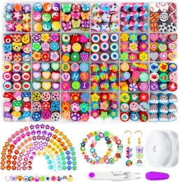 ZESTAW DO ROBIENIA BRANSOLETEK DIY KORALIKI CHARMS BIŻUTERIA DLA DZIECI 900 EL.