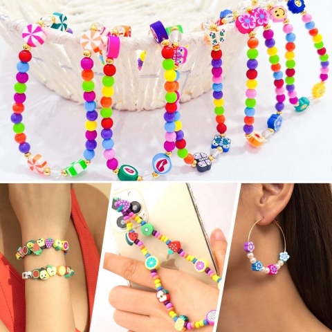 ZESTAW DO ROBIENIA BRANSOLETEK DIY KORALIKI CHARMS BIŻUTERIA DLA DZIECI 900 EL.