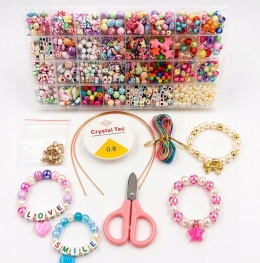 ZESTAW KORALIKÓW DO ROBIENIA BRANSOLETEK 900 EL. DIY CHARMS BIŻUTERIA