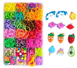 Gumki do Robienia Bransoletek Loom Bands DIY 1500 el Kuferek Zestaw XXL