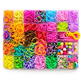 Gumki do Robienia Bransoletek Loom Bands DIY 1500 el Kuferek Zestaw XXL