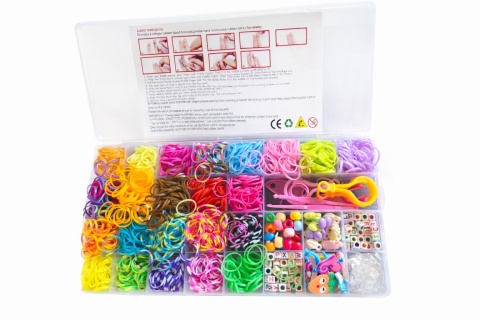 Gumki do Robienia Bransoletek Loom Bands DIY 1500 el Kuferek Zestaw XXL