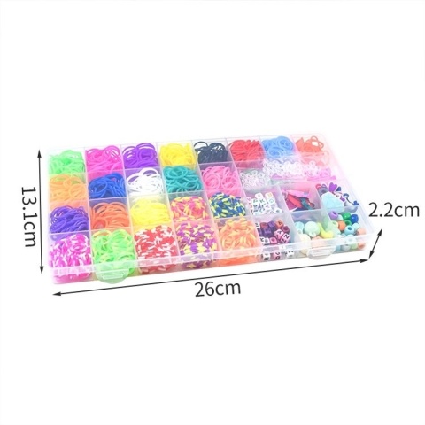 Gumki do Robienia Bransoletek Loom Bands DIY 1500 el Kuferek Zestaw XXL