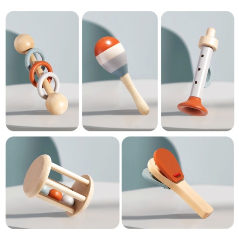 Zestaw Instrumenty Drewniane dla Niemowląt Grzechotki Marakasy Montessori