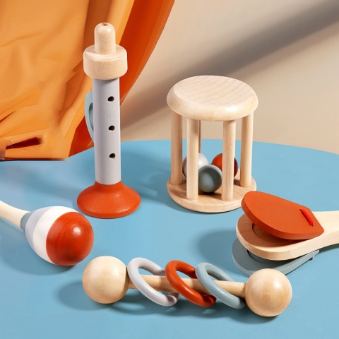 Zestaw Instrumenty Drewniane dla Niemowląt Grzechotki Marakasy Montessori